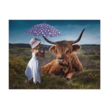 YAK Flicka PARAPLY ROLIG POSTCROSSING