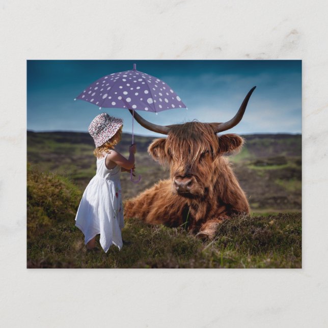 YAK Flicka PARAPLY ROLIG POSTCROSSING Vykort (Framsida)