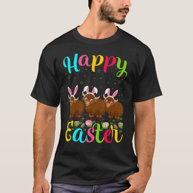Yak   Funny Easter Egg Bunny Yak Happy Easter T Shirt (Framsida)