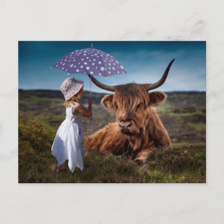 YAK GIRL UMBRELLA FUNNY POSTCROSSING VYKORT