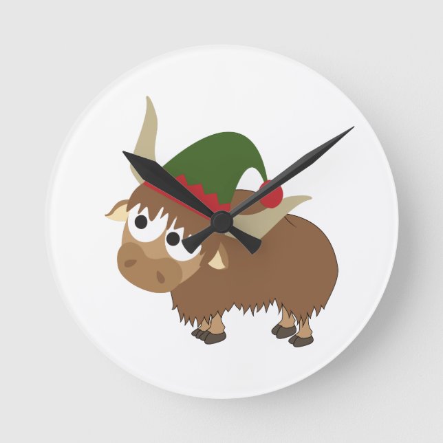 Yak jul Elf Rund Klocka (Framsida)