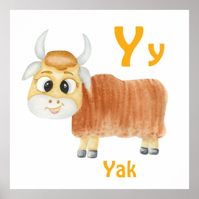 Yak personalize ABC: Brev Y - Lägg till ditt namn Poster (Framsidan)