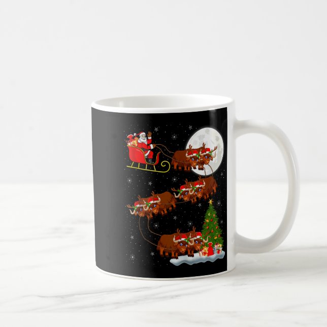 Yak Santa Sleigh Flying Funny Magical Christmas Ta Kaffemugg (Höger)