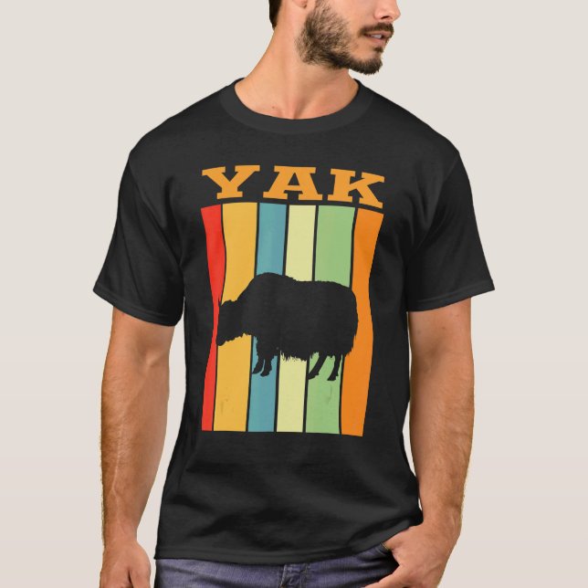 Yak Shadow Silhouette i Retro Färg T Shirt (Framsida)