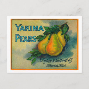 Yakima Pears Låda LabelToppenish, WA Vykort