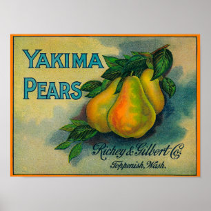 Yakima Pearslåda LabelToppenish, WA Poster