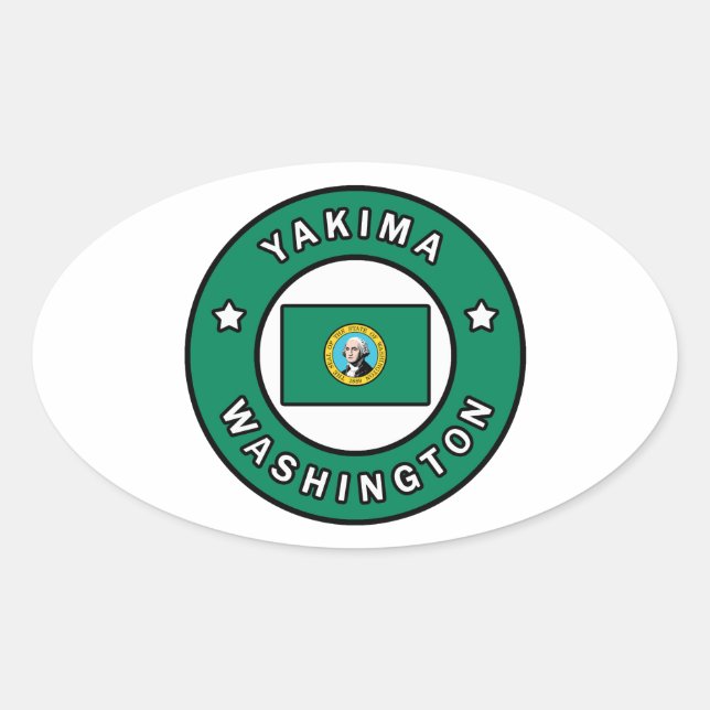 Yakima Washington Ovalt Klistermärke (Framsida)
