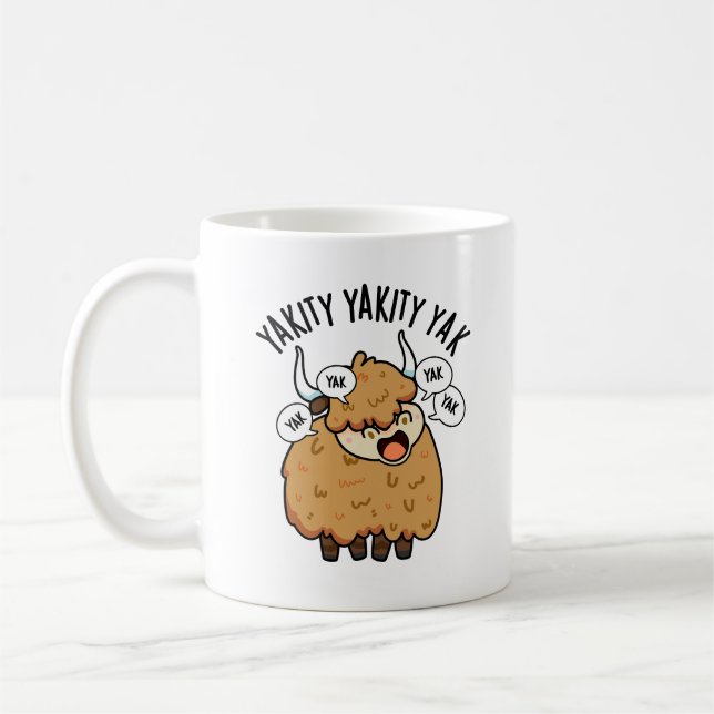 Yakity Yakity Yak Funny Animal Pun Kaffemugg (Vänster)