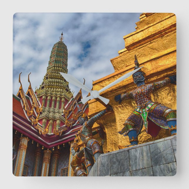 Yaksha vid Wat Phra Kaeo Fyrkantig Klocka (Framsida)