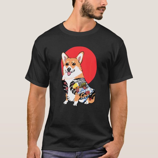 Yakuza Corgi Premium T Shirt (Framsida)