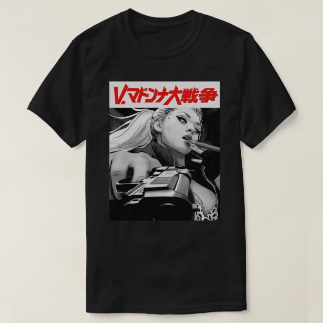 Yakuza Japanese Cyberpunk Girl Vaporwave Urban Sty T Shirt (Design framsida)