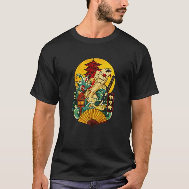 Yakuza japansk Aesthetic Koi Carp med Katana Swo T Shirt (Framsida)