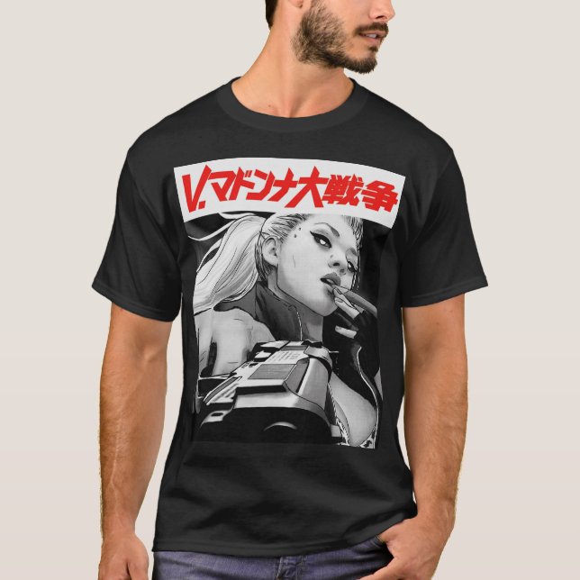 Yakuza Japansk Cyberpunk Girl Urban Stil T Shirt (Framsida)