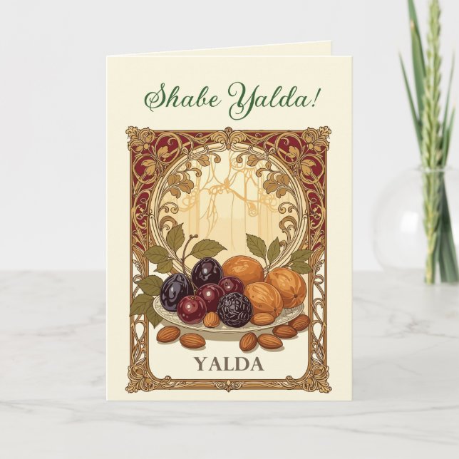 Yalda Chelle Natt Vintersolstånd Frukter och Nötte Helgkort (Framsida)