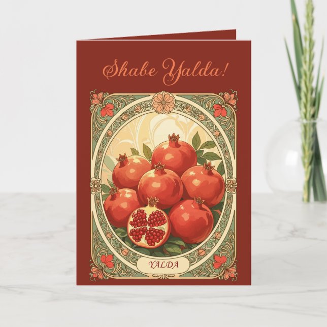 Yalda Granatäpplen Den Mörkaste Nattens Firande Helgkort (Framsida)