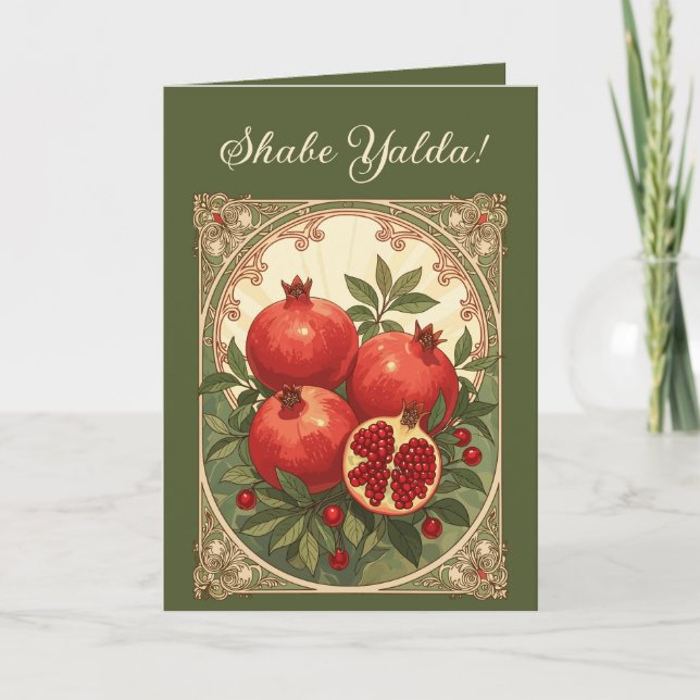 Yalda Granatäpplen Persiska Vintersolståndet Kort (Framsida)
