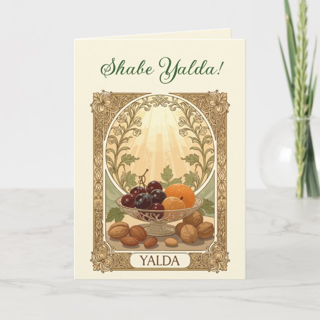 Yalda Nötter och Frukt Chelle Natt Vintersolstånd Helgkort (Framsida)