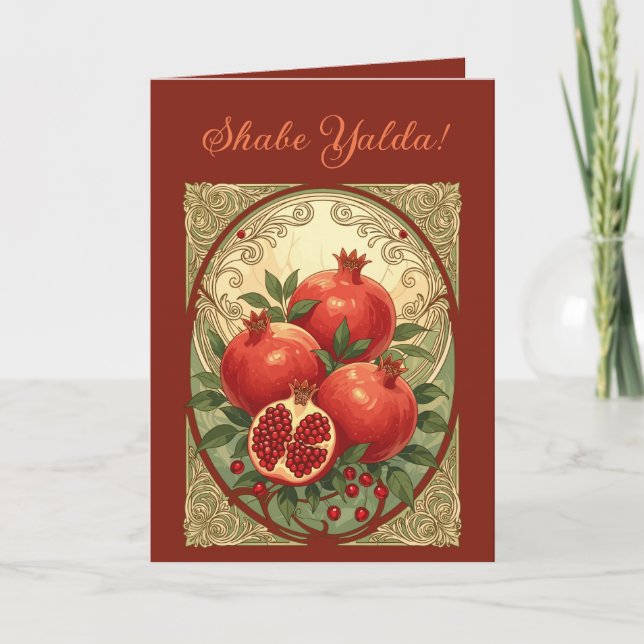 Yalda Pomegranate Winter Solstice Celebration Helgkort (Framsida)