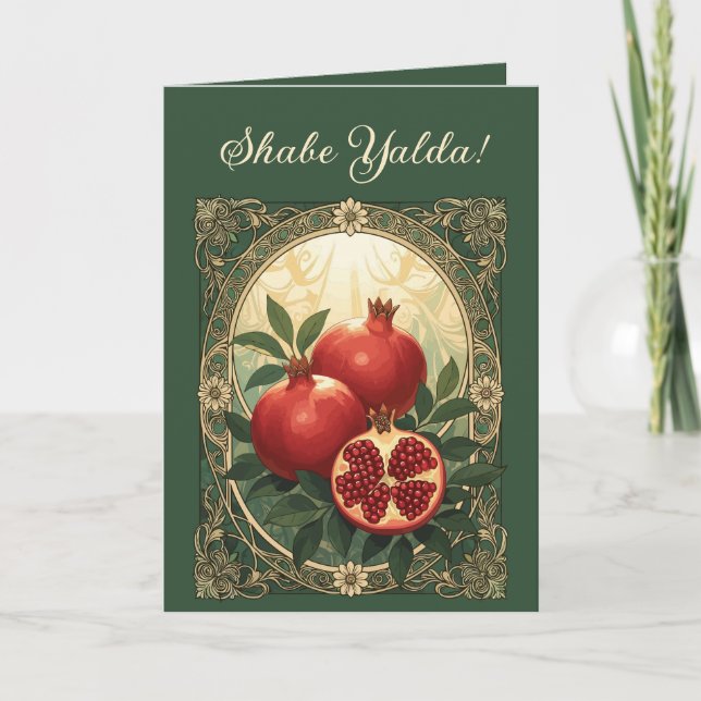 Yalda Pomegranates Persian Winter Solstice Eve Kort (Framsida)