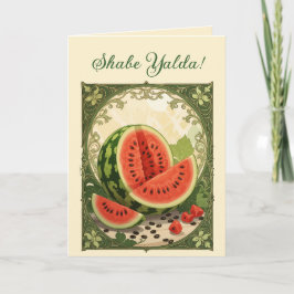 Yalda-vattenmelon persisk vintersolståndssymbolik helgkort