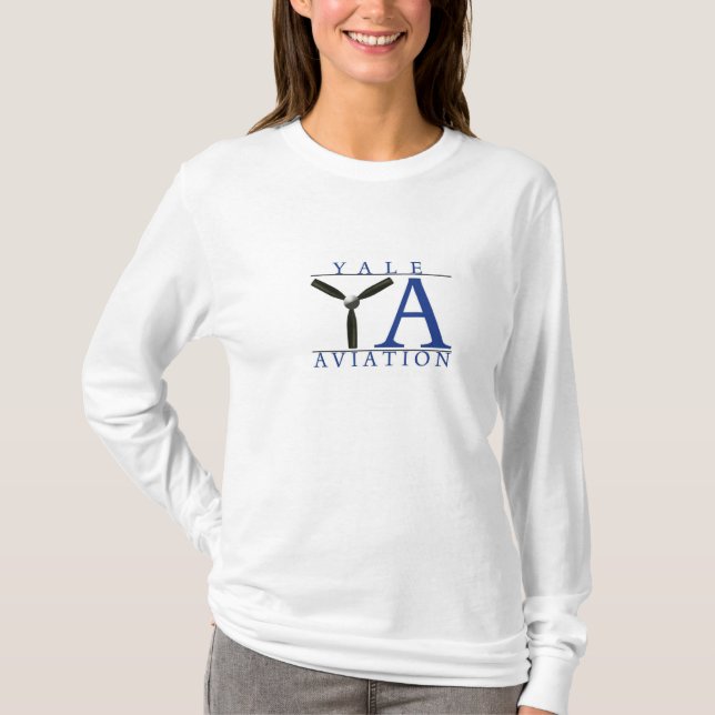 Yale flyg Lång-muff T-tröja Tee (Framsida)
