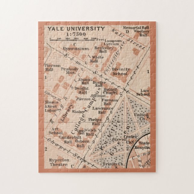 Yale University Map 11x14  Pussel (Vertikal)