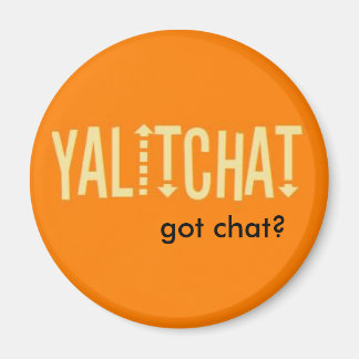 YALITCHAT "Har chatta?" Knappen orange (runda) Magnet
