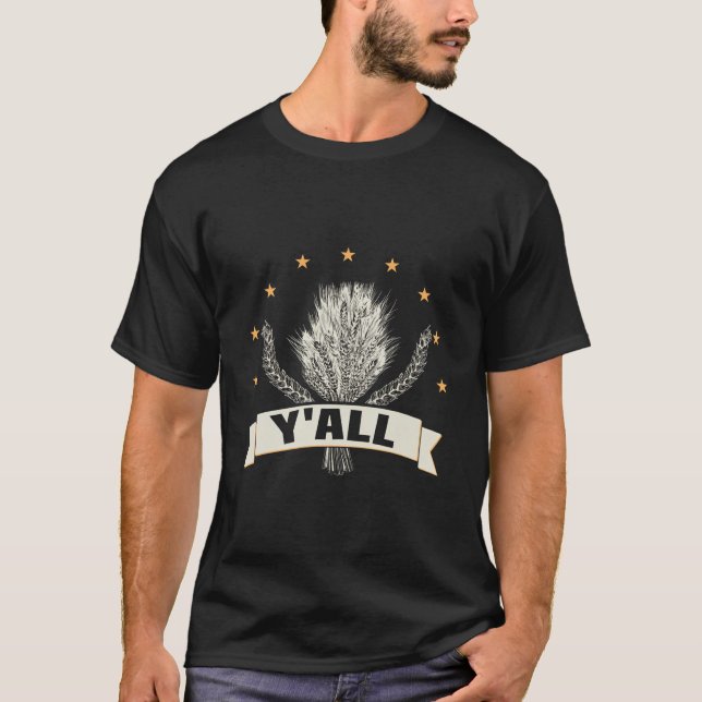 Y'All Funny Farm Farmer T Shirt (Framsida)