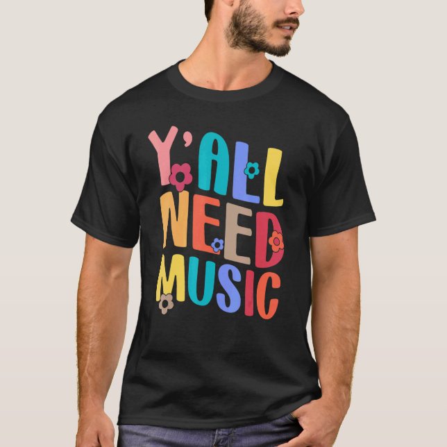 Yall Need Music Teacher Back To School Groovy Retr T Shirt (Framsida)