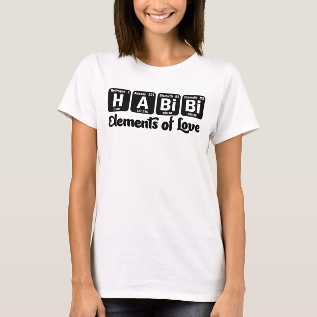 Yalla Habibi Funny Arabiska libanesiska Ord Kärlek T Shirt (Framsida)