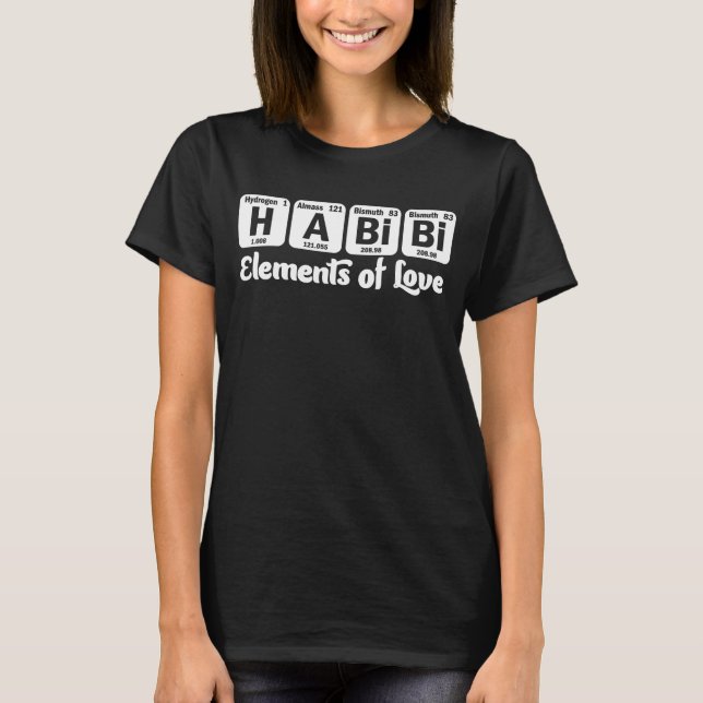 Yalla Habibi Funny Arabiska libanesiska Ord Kärlek T Shirt (Framsida)