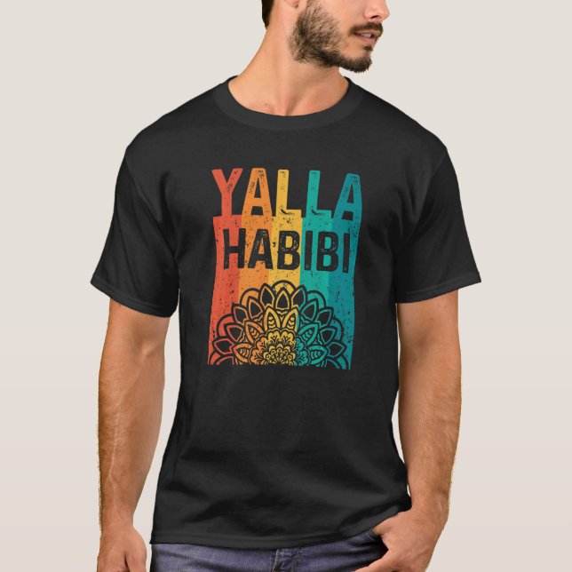 Yalla Habibi låt oss min vän Arabiska Premium T Shirt (Framsida)