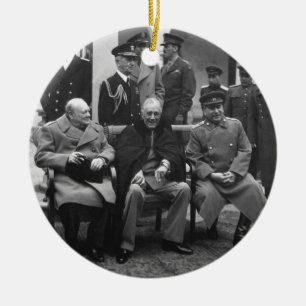 Yalta konferens Roosevelt Stalin Churchill 1945 Julgransprydnad Keramik