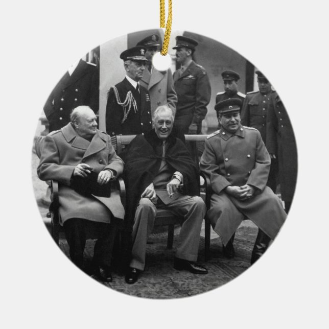 Yalta konferens Roosevelt Stalin Churchill 1945 Julgransprydnad Keramik (Framsidan)