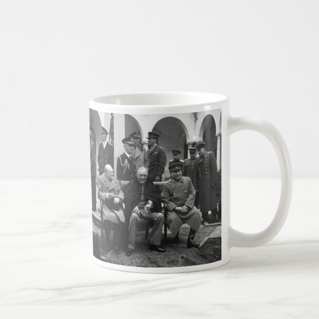 Yalta konferens Roosevelt Stalin Churchill 1945 Kaffemugg (Höger)