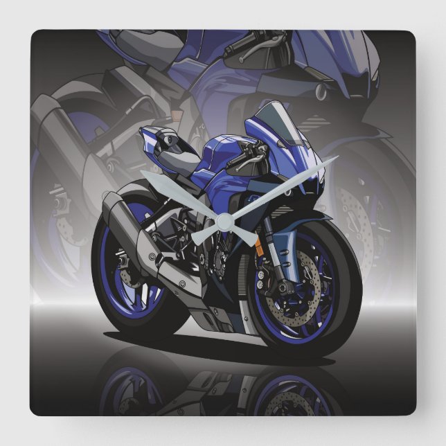 Yamaha R1 with special background Fyrkantig Klocka (Framsida)