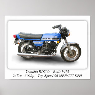 Yamaha RD250 Motorcykel - A3 Storlekare utskriftsP Poster