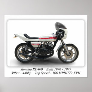 Yamaha RD400 Motorcykel - A3 Storlekare utskriftsP Poster