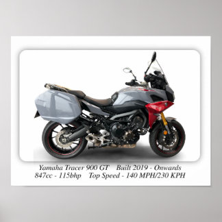 Yamaha Tracer 900 GT Motorcykel - A3 Storlek utskr Poster