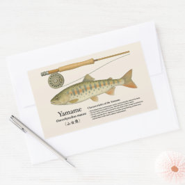 Yamame (Oncorhynchus masou) – Engelsk Illustr. Rektangulärt Klistermärke