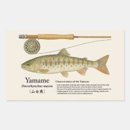 Yamame (Oncorhynchus masou) – English Illust Rektangulärt Klistermärke