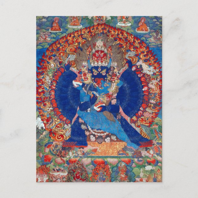 Yamantaka Vajrabhairava Tibetan Buddhist Gudom Vykort (Framsida)