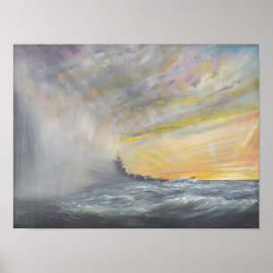 Yamato dyker upp från den Stillahavs- typhoonen Poster