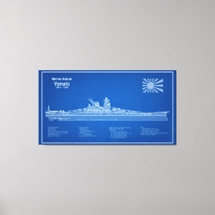 Yamato - Frakt Blueprint Plans ABD Canvastryck