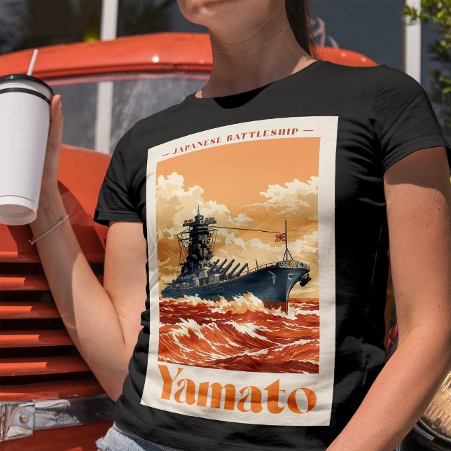 Yamato Japanese Battleship Vintage Maritime Poster T Shirt (Yamato Japanese Battleship Vintage Maritime Poster. Women Basic Black T-Shirt )