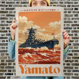 Yamato Japanskt slagskepp Vintage marin plakat Poster