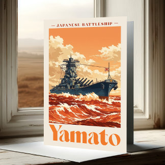 Yamato Japanskt slagskepp Vintage maritim affisch Tack Kort
