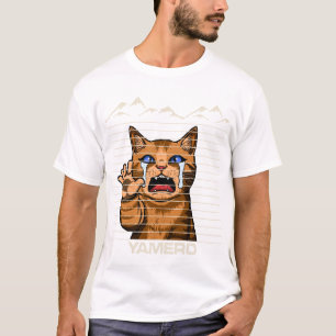 Yamero Anime Katt Rolig Retro Gråtande Meme T Shirt