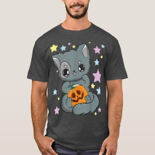 Yami Kawaii Chibi Anime Cat Neko Goth Pumpkin Fair T Shirt