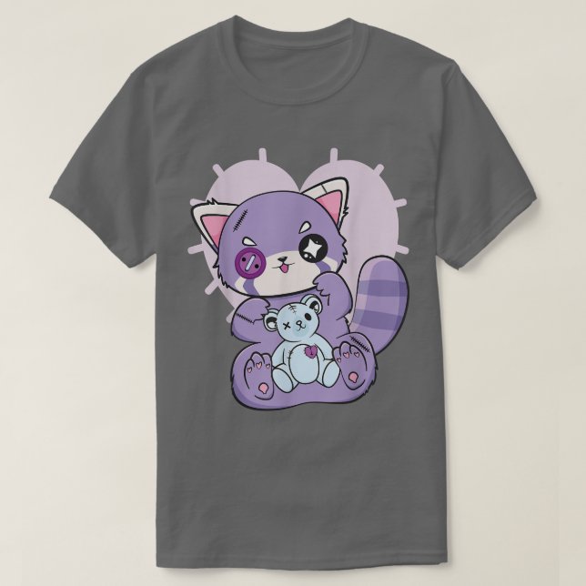 Yami Kawaii Fairy Kei Red Panda Måne Otaku Anime N T Shirt (Design framsida)
